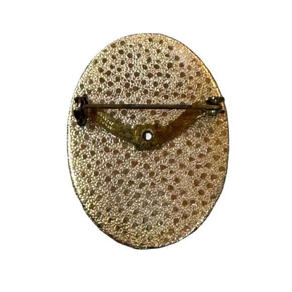 Vintage West Germany Schnauzer Dog Portrait Brooch Pin Gold Tone Oval Signed 2" - Picture 2 of 4